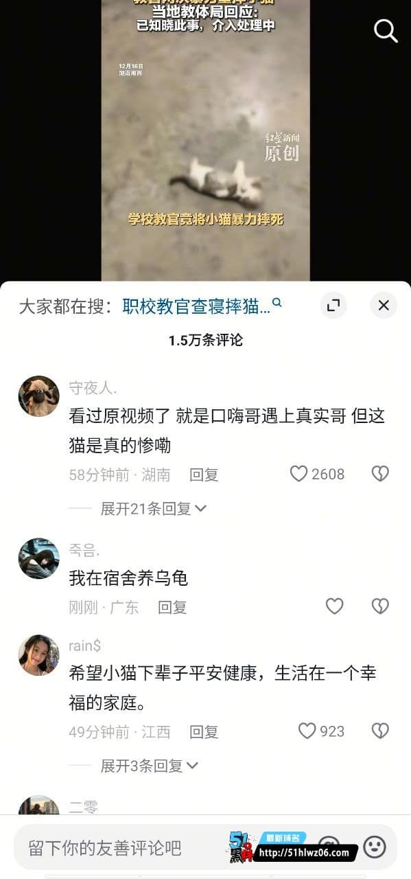 湘西为民职校教官虐猫实录曝光丨两次重摔致死细节太残忍 职校爆料