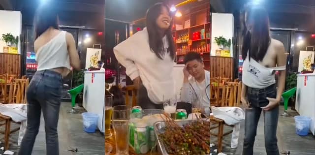 凯里女孩小薇路边摊喝嗨了丨看着清纯像大学生私下脱衣这么野