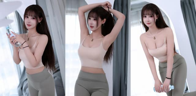 沉沉姐姐私拍流出丨看着清纯温婉，私下穿瑜伽服玩得这么野