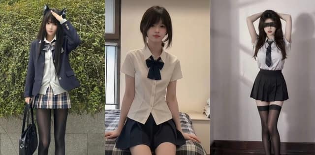JK制服合集这波真的顶，清纯格子裙学生妹反差太大了