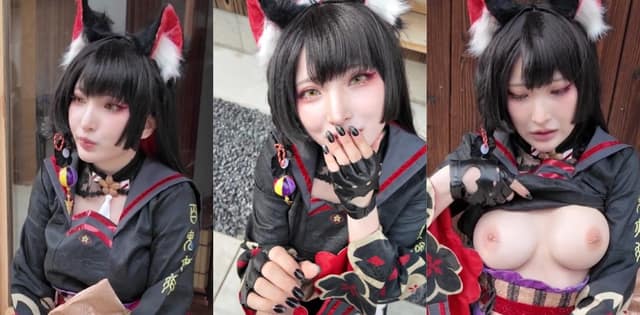 狐耳黑丝少女黑红和服户外木廊被猛干狐尾摇曳浪叫太顶了