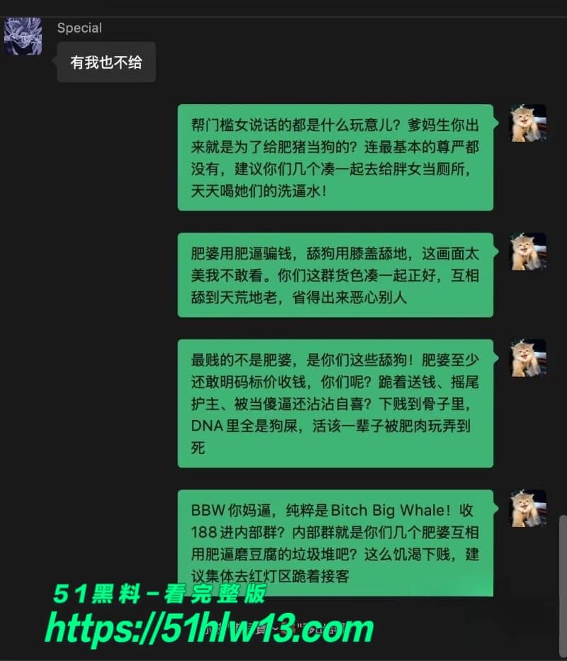 BBW微信群门槛女被老哥毒舌羞辱，私下自命不凡被戳破后集体破防