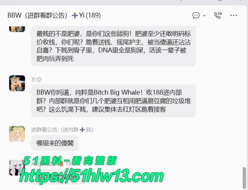 BBW微信群门槛女被老哥毒舌羞辱，私下自命不凡被戳破后集体破防 网络吃瓜
