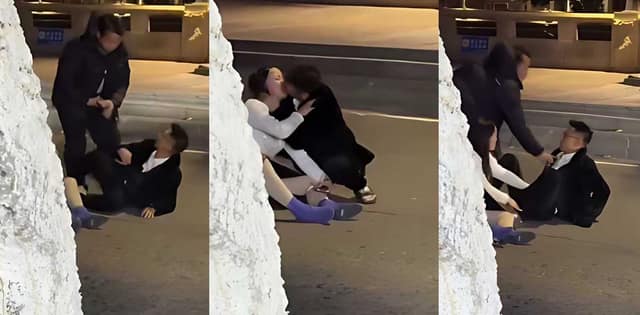 夜街野合醉酒男猛操短裙女丨背靠树干直接开干这画面太野了