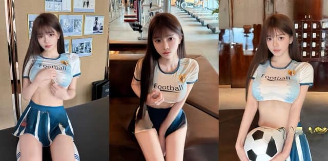 世界杯足球宝贝穿梅西10号球衣私下这么野，桑巴肥臀狂骑太顶了