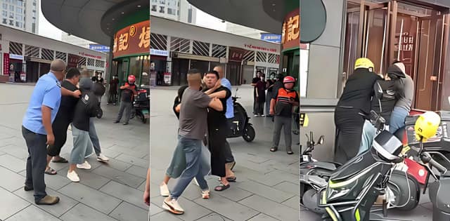 杨国福商家夫妻爆打外卖员现场流出丨这波肉搏尺度也太粗野了