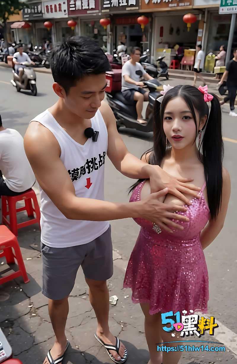 AI摸乳挑战街头巨乳美女，暴力揉捏细节太顶反差感拉满 反差美女
