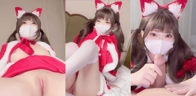 小奈圣诞装反差太猛,看着乖巧其实私下榨精玩得这么野