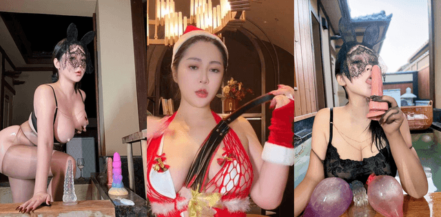 瑶瑶摇摇摇圣诞红装炮机深插被顶到眼神失控喷水
