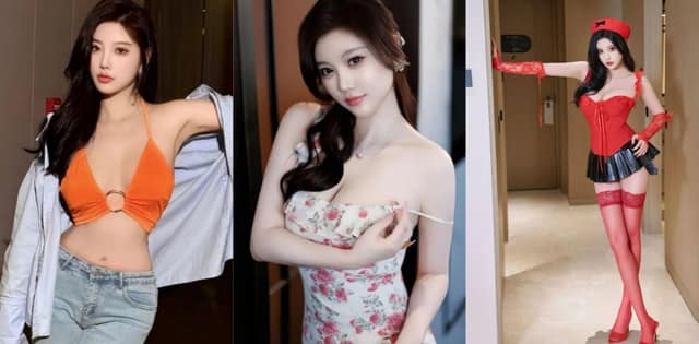 杨晨晨Yome看着甜美无害,私下穿红色丝袜真空玩这么野