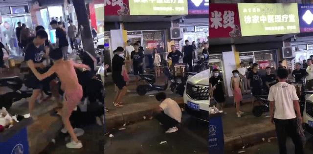 街头暴力冲突这波太狠了,精神小伙抡铁棍砸头直接血溅当场