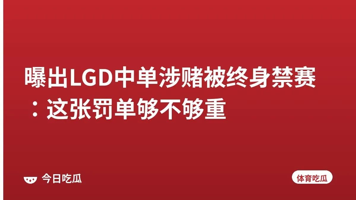 曝出LGD中单涉赌被终身禁赛：这张罚单够不够重
