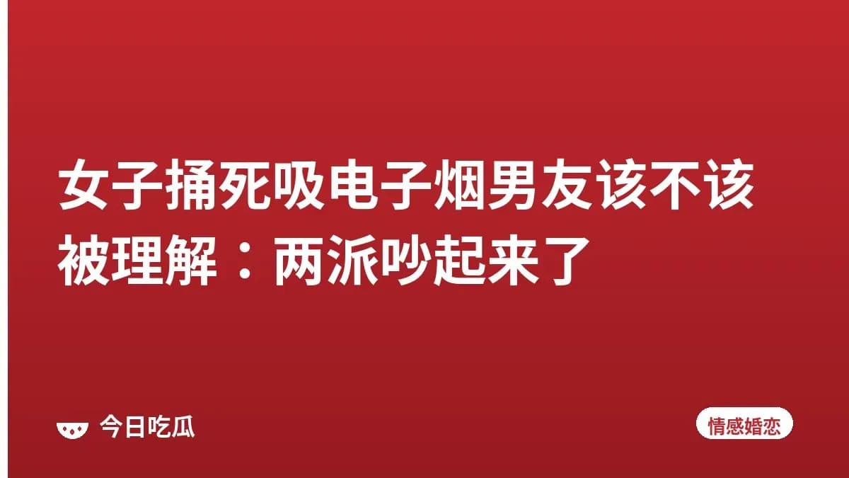 女子捅死吸电子烟男友该不该被理解：两派吵起来了