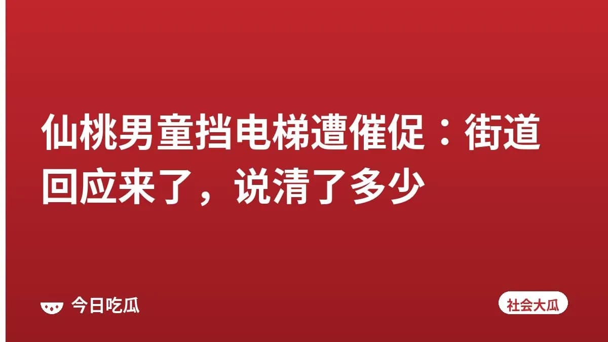 仙桃男童挡电梯遭催促：街道回应来了，说清了多少