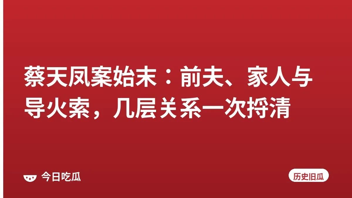 蔡天凤案始末:前夫、家人与导火索,几层关系一次捋清