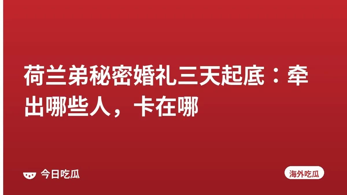 荷兰弟秘密婚礼三天起底:牵出哪些人,卡在哪